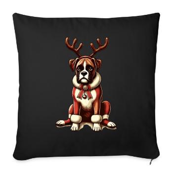 Christmas Boxer Dog with Antlers - Sofa pillowcase 17,3'' x 17,3'' (45 x 45 cm) - black - Front