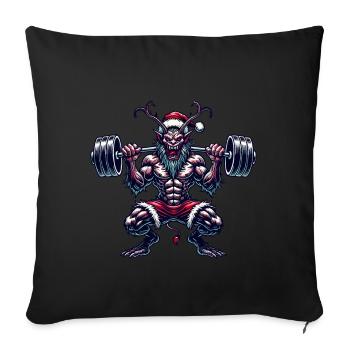 Krampus Bodybuilder Entraînement musculaire Gym d’hiver - Housse de coussin décorative 45 x 45 cm - noir - Devant