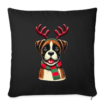 Christmas dog with antlers - Sofa pillowcase 17,3'' x 17,3'' (45 x 45 cm) - black - Front