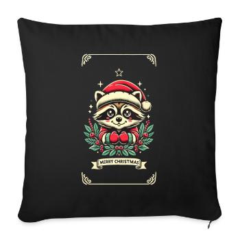 Ambiance de Noël mignon raton laveur - Housse de coussin décorative 45 x 45 cm - noir - Devant