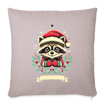 Merry Christmas raccoon with berries - Sofa pillowcase 17,3'' x 17,3'' (45 x 45 cm) - light taupe - Front