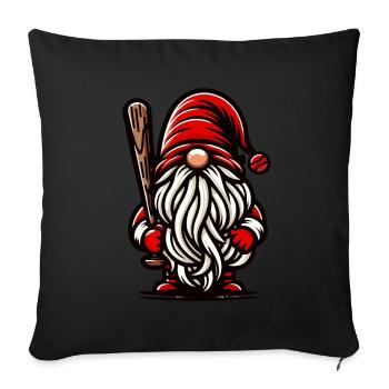 Christmas Baseball Gnome Dwarf Sports Fan - Sofa pillowcase 17,3'' x 17,3'' (45 x 45 cm) - black - Front