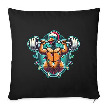 Drôle Noël Oie Musculation Noël - Housse de coussin décorative 45 x 45 cm - noir - Devant