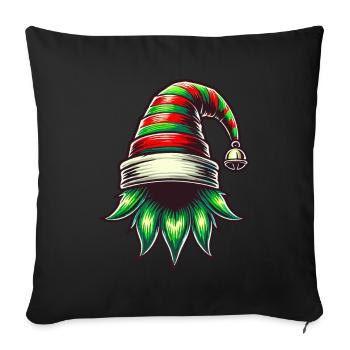 Chapeau de nain de Noël avec costume de cloche - Housse de coussin décorative 45 x 45 cm - noir - Devant