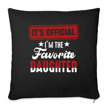 C’est officiel Je suis la fille préférée - Housse de coussin décorative 45 x 45 cm - noir - Devant