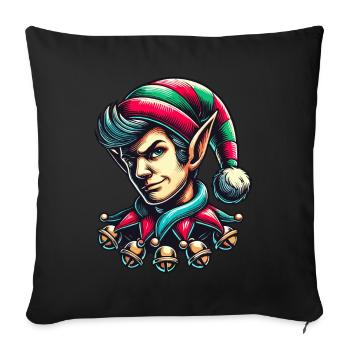 Vilain elfe de Noël avec des cloches - Housse de coussin décorative 45 x 45 cm - noir - Devant