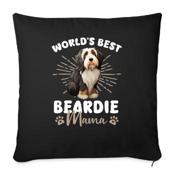 Bearded Collie Dog Beardie Mom - Sofa pillowcase 17,3'' x 17,3'' (45 x 45 cm) - black - Front