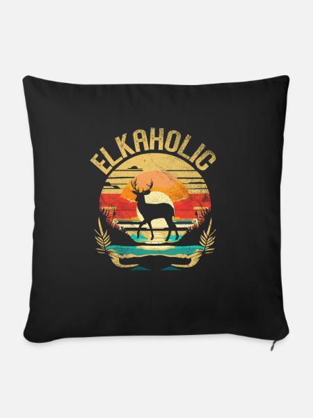 Elchjagd Elkaholische Jäger - Sofakissenbezug 45 x 45 cm - Schwarz
