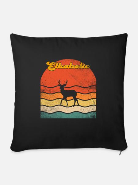 Elchjagd Elkaholische Jäger - Sofakissenbezug 45 x 45 cm - Schwarz