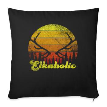 Elk Hunting Elkaholic Hunters - Sofa pillowcase 17,3'' x 17,3'' (45 x 45 cm) - black - Front