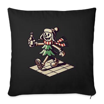 Promenade de la mascotte de Noël rétro - Housse de coussin décorative 45 x 45 cm - noir - Devant