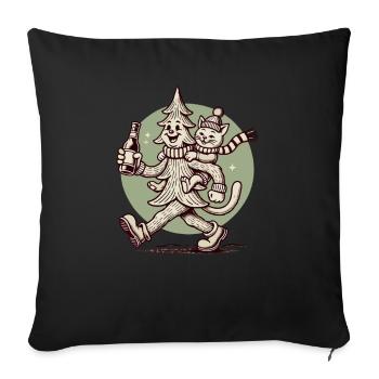 Arbre de Noël drôle avec chat style rétro - Housse de coussin décorative 45 x 45 cm - noir - Devant