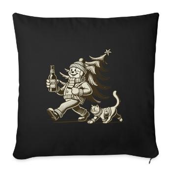 Retro Christmas Walk With Beer - Sofa pillowcase 17,3'' x 17,3'' (45 x 45 cm) - black - Front