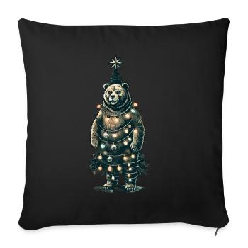 Ours de Noël décoré de lumières - Housse de coussin décorative 45 x 45 cm - noir - Devant