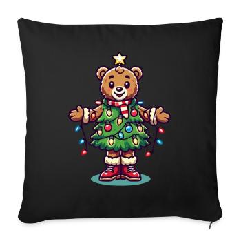 Ours de Noël avec des guirlandes lumineuses - Housse de coussin décorative 45 x 45 cm - noir - Devant