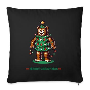 Ours blanc joyeux Noël avec des guirlandes lumineuses - Housse de coussin décorative 45 x 45 cm - noir - Devant
