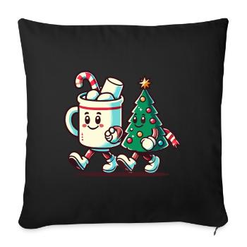 Joyeux Noël Look Vintage Rétro - Housse de coussin décorative 45 x 45 cm - noir - Devant