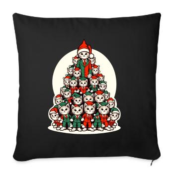 Weihnachtliche Katzen Tannenbaum Parade - Sofakissenbezug 45 x 45 cm - Schwarz - Vorne