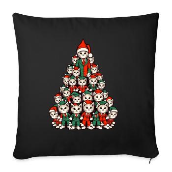 Christmas Christmas Tree Cats - Sofa pillowcase 17,3'' x 17,3'' (45 x 45 cm) - black - Front
