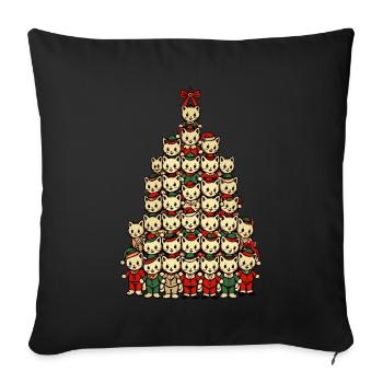 Chat de Noël Arbre de Noël Joie - Housse de coussin décorative 45 x 45 cm - noir - Devant