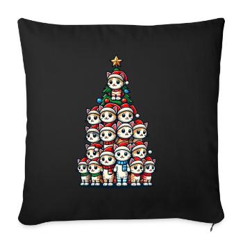 Christmas Cats Christmas Tree Fun - Sofa pillowcase 17,3'' x 17,3'' (45 x 45 cm) - black - Front