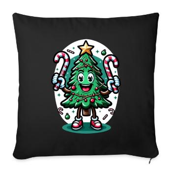 Joyeux Noël Sapin Rétro - Housse de coussin décorative 45 x 45 cm - noir - Devant