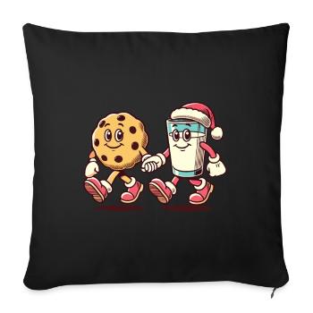 Biscuits et lait Amis de Noël - Housse de coussin décorative 45 x 45 cm - noir - Devant