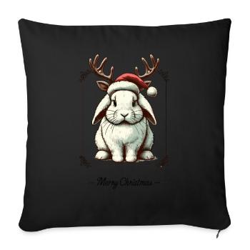 Cute bunny Christmas style - Sofa pillowcase 17,3'' x 17,3'' (45 x 45 cm) - black - Front
