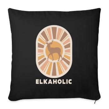 Elk Hunting Elkaholic Hunters - Sofa pillowcase 17,3'' x 17,3'' (45 x 45 cm) - black - Front