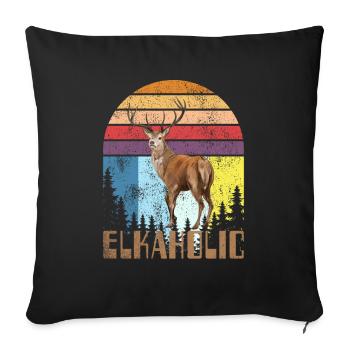 Elk Hunting Elkaholic Hunters - Sofa pillowcase 17,3'' x 17,3'' (45 x 45 cm) - black - Front
