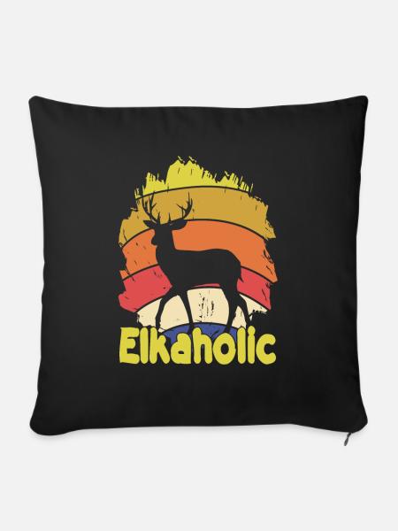 Elchjagd Elkaholische Jäger - Sofakissenbezug 45 x 45 cm - Schwarz