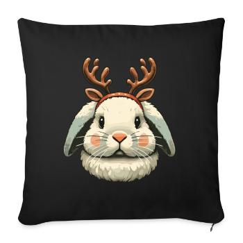 Christmas Cute Reindeer Bunny Design - Sofa pillowcase 17,3'' x 17,3'' (45 x 45 cm) - black - Front