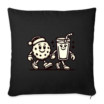 Christmas Vintage Biscuit And Milk Fun - Sofa pillowcase 17,3'' x 17,3'' (45 x 45 cm) - black - Front
