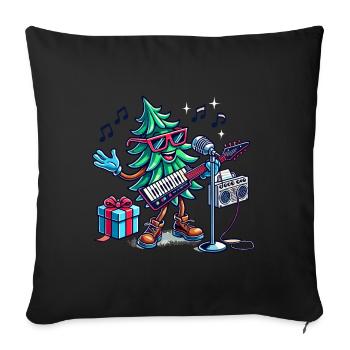 Christmas Retro Christmas Tree Music - Sofa pillowcase 17,3'' x 17,3'' (45 x 45 cm) - black - Front