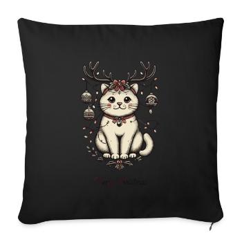 Merry Christmas Cat Friends - Sofa pillowcase 17,3'' x 17,3'' (45 x 45 cm) - black - Front