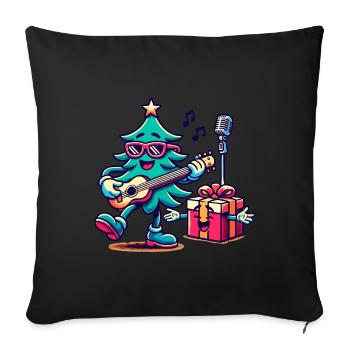 Joyeux Noël Arbre de Noël Musique rétro - Housse de coussin décorative 45 x 45 cm - noir - Devant