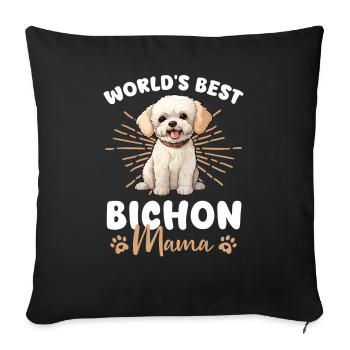 Bichon Frise Groovy Bichon Mama - Sofakissenbezug 45 x 45 cm - Schwarz - Vorne