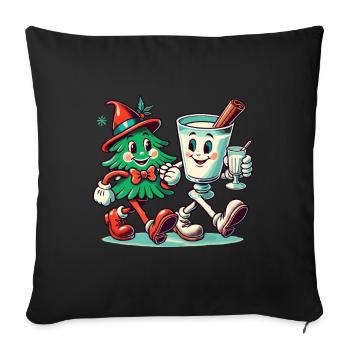 Joyeux Noël Rétro Vintage Party - Housse de coussin décorative 45 x 45 cm - noir - Devant