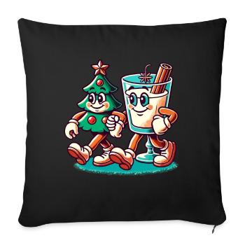 Joyeux Noël Style Rétro - Housse de coussin décorative 45 x 45 cm - noir - Devant