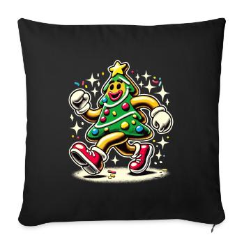 Lustiger Weihnachtsbaum Im Comicstil - Sofakissenbezug 45 x 45 cm - Schwarz - Vorne