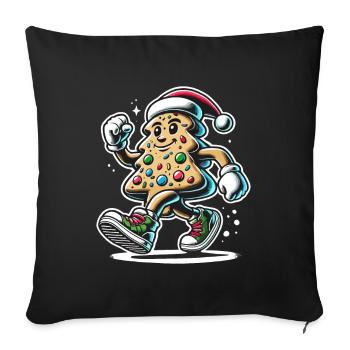 Joyeux bonhomme en pain d’épice avec chapeau de père Noël - Housse de coussin décorative 45 x 45 cm - noir - Devant