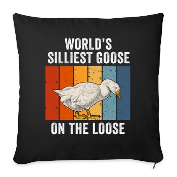 Worlds Silliest Goose On The Loose - Sofa pillowcase 17,3'' x 17,3'' (45 x 45 cm) - black - Front