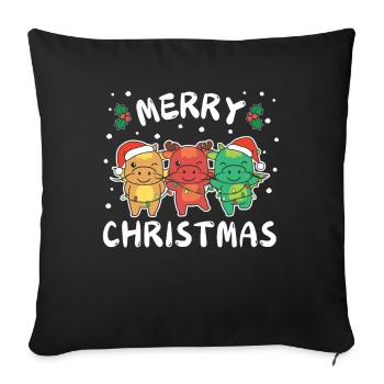 Merry Christmas süßer Drache Weihnachtliches - Sofakissenbezug 45 x 45 cm - Schwarz - Vorne