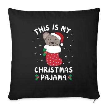 C’est mon pyjama de Noël, douce souris - Housse de coussin décorative 45 x 45 cm - noir - Devant