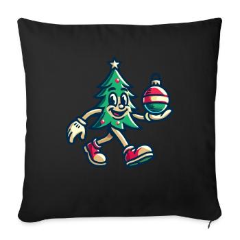 Joyeux sapin de Noël look rétro - Housse de coussin décorative 45 x 45 cm - noir - Devant