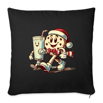Joyeux Noël au charme rétro et vintage - Housse de coussin décorative 45 x 45 cm - noir - Devant