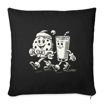 Joyeux Noël avec des biscuits et du lait - Housse de coussin décorative 45 x 45 cm - noir - Devant