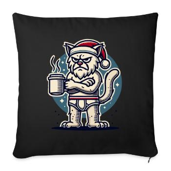 Chat avec un chapeau de Noël - Housse de coussin décorative 45 x 45 cm - noir - Devant