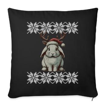 Cute Reindeer Bunny Christmas - Sofa pillowcase 17,3'' x 17,3'' (45 x 45 cm) - black - Front