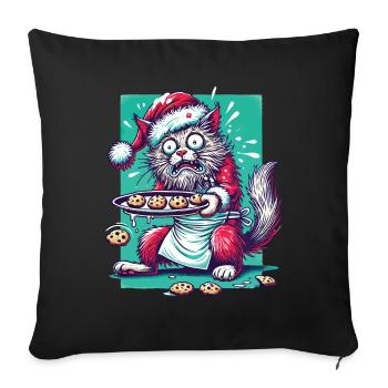 Cat Christmas Cookie Chaos Fun - Sofa pillowcase 17,3'' x 17,3'' (45 x 45 cm) - black - Front